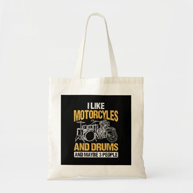 Bolsa Tote Drummer Drummer Eu Gosto De Motociclos E Tambores (Frente)