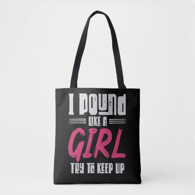 Bolsa Tote Drummer Girl Drumset Female Drum Musical (Frente)