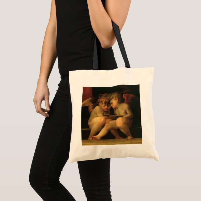 Bolsa Tote Duas Cherubs Lendo por Rosso Fiorentino, Angels (Frente (produto))