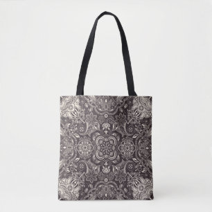 Bolsa Tote Duas cores Vintage padrão perfeito. Contour arabi