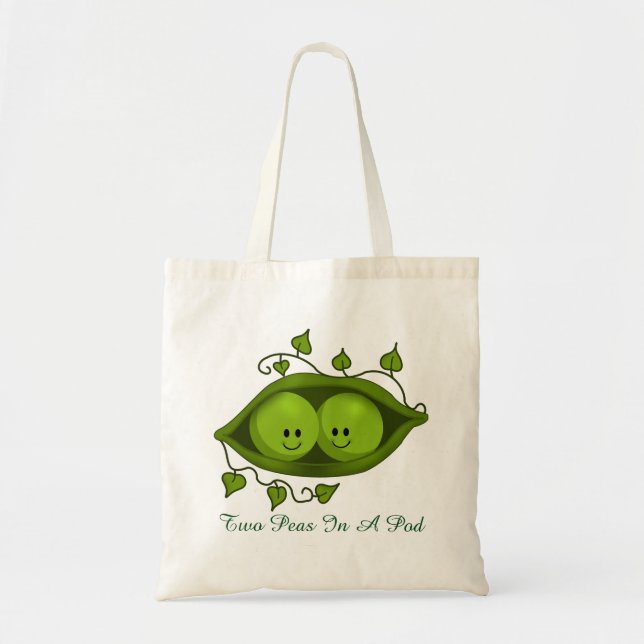 Bolsa Tote Duas Ervilhas Fofas Em Uma Vagem (Frente)
