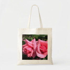 Bolsa Tote duas flores de rosa rosa-quente perfeitas. amor