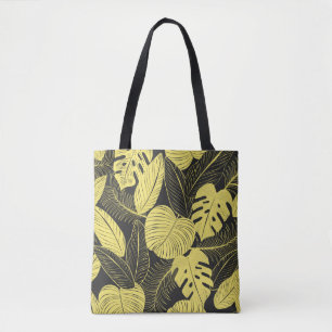 Bolsa Tote Duas Peças Tropicais De Folha Amarelo-Tom Sem Olh