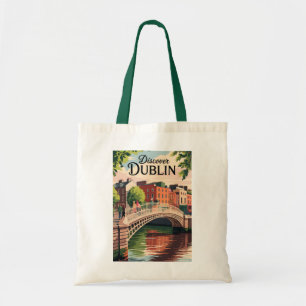 Bolsa Tote Dublin Irlanda Ilustração Viagem Art Vintage