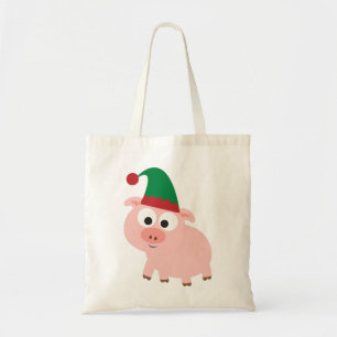 Bolsa Tote Duende bonito do Natal do porco