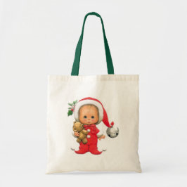 Bolsa Tote Duende e ursinho do bebê do Natal