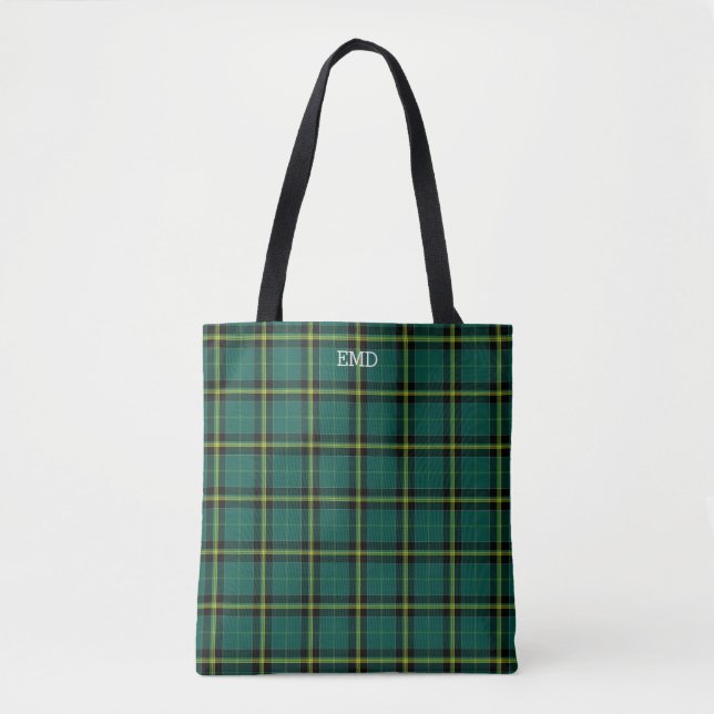 Bolsa Tote Duffy Clan Tartan Green Xadrez Monograma (Frente)