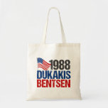 Bolsa Tote Dukakis Bentsen Funny Retro Eleição 1988<br><div class="desc">Uma campanha política curiosa e vintage,  com os candidatos ao partido democrático nos anos 80. Michael Dukakis e Lloyd Bentsen para o presidente. Presente de humor democrático.</div>