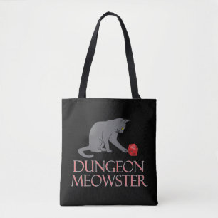 Bolsa Tote Dungeon Meowster Engraçado Gato RPG com Dice