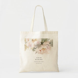 Bolsa Tote Dusky Blush Peony Watercolor Floral Bunch Business
