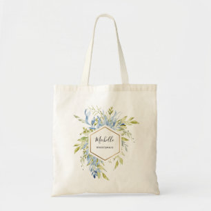 Bolsa Tote Dusty Blue Greenery Dourado Frame Bridesmaid