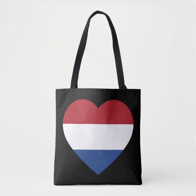 Bolsa Tote Dutch Heartflag em stcnt preto (Frente)