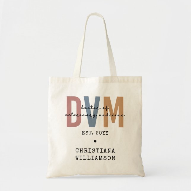 Bolsa Tote DVM Personalizada Doutorado em Medicina Veterinári (Frente)