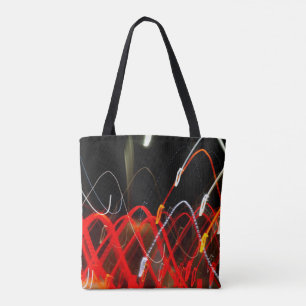 Bolsa Tote Dynamic Red and White Abstract Long Exposure Light