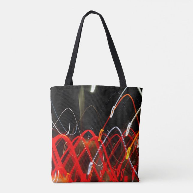 Bolsa Tote Dynamic Red and White Abstract Long Exposure Light (Verso)