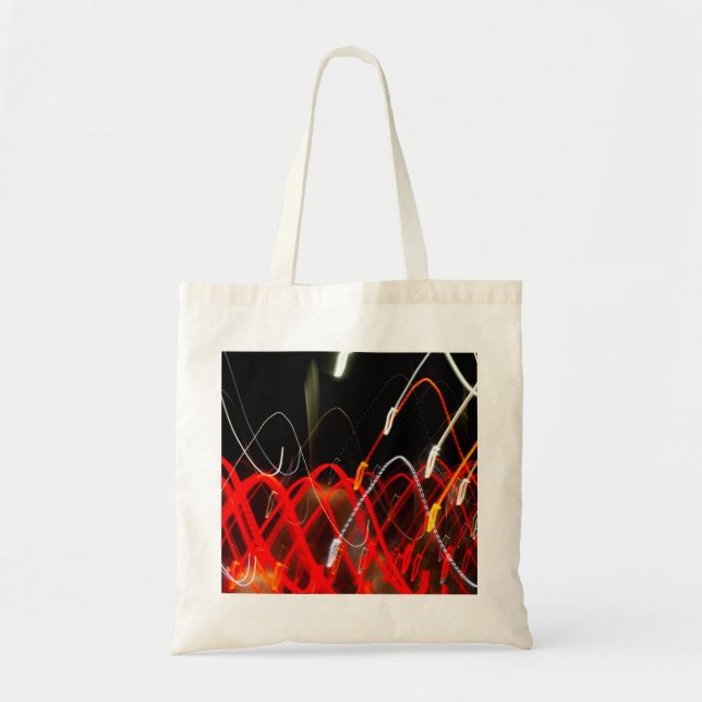 Bolsa Tote Dynamic Red and White Abstract Long Exposure Light (Frente)