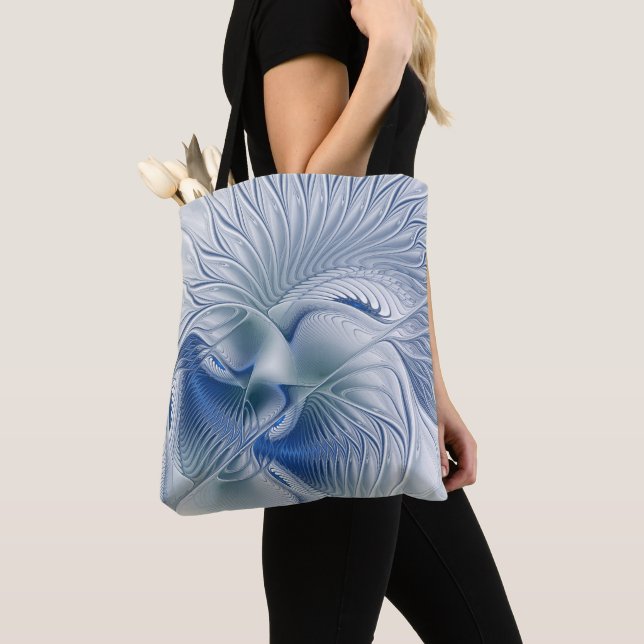 Bolsa Tote Dynamics Fantasy Abstrato Blue Tones Arte Fractal (Close Up)