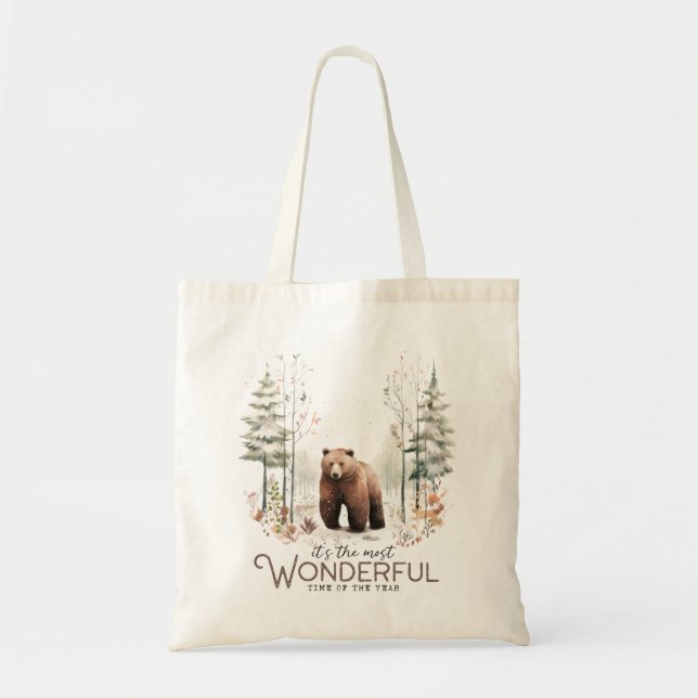 Bolsa Tote É a época mais maravilhosa do ano, Urso (Frente)