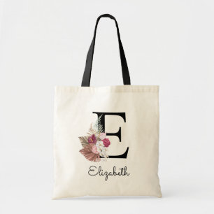 Bolsa Tote E Inicial Moderno Rosa Boho Floral Feminino