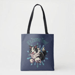 Bolsa Tote É Zoomie Time Border Collie