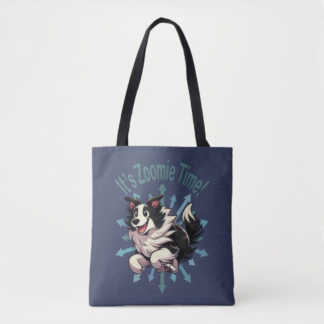Bolsa Tote É Zoomie Time Border Collie (Frente)