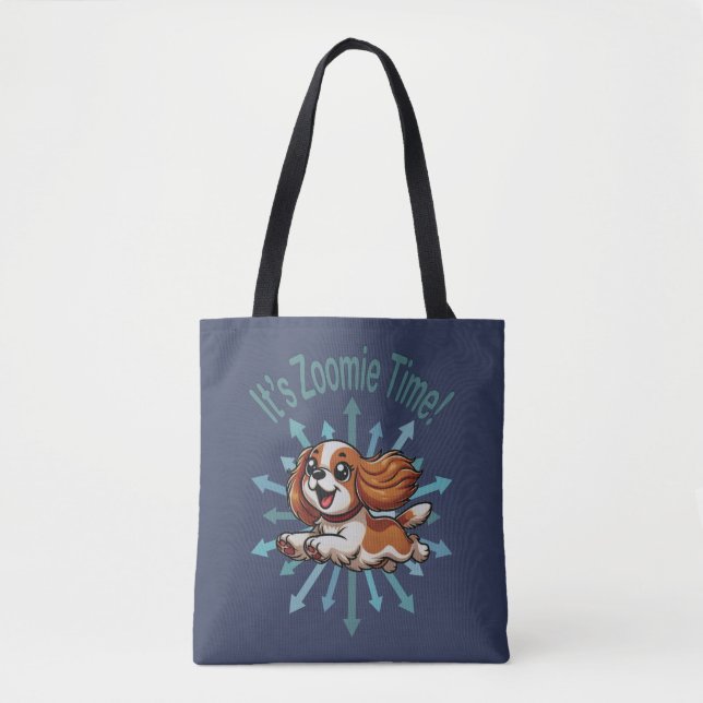 Bolsa Tote É Zoomie Time Cavalier Spaniel (Frente)