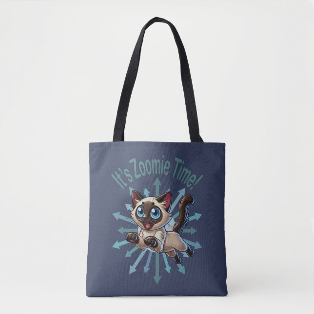 Bolsa Tote É Zoomie Time Siamese Cat (Frente)