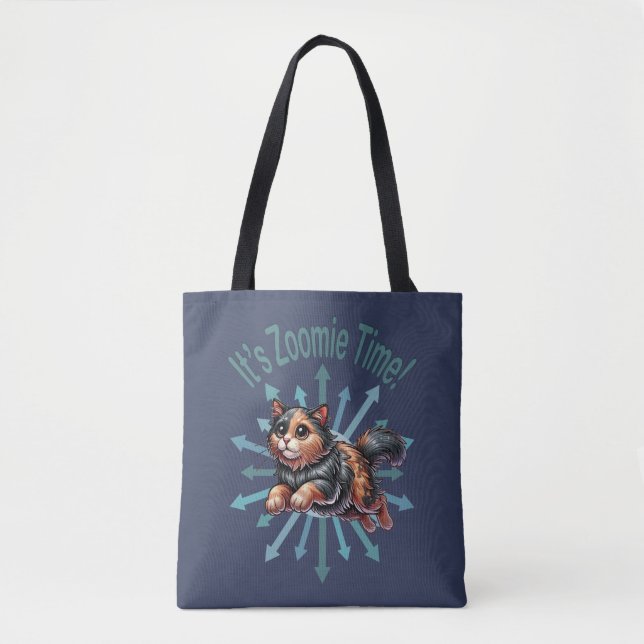 Bolsa Tote É Zoomie Time Tortoise Shell Cat (Frente)