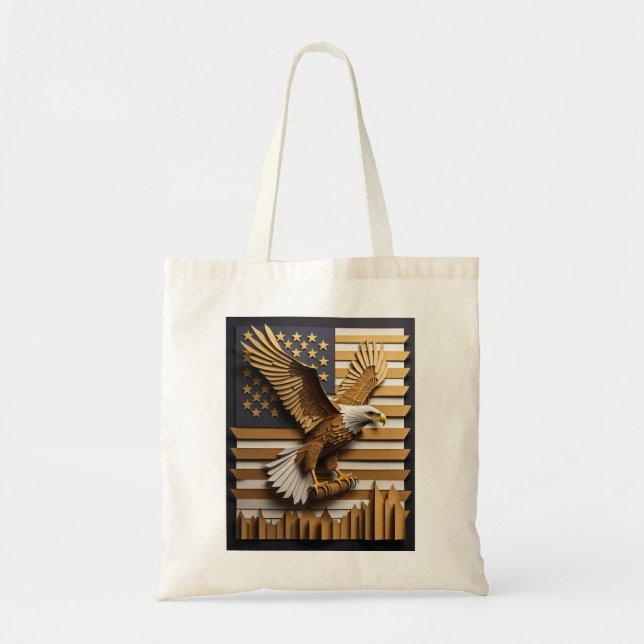 Bolsa Tote Eagle 3D Paper Art Design T-shirt (Frente)