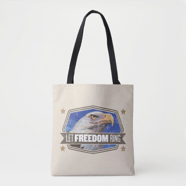 Bolsa Tote Eagle-Deixe o anel da liberdade (Frente)