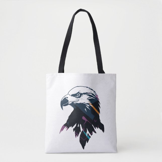 Bolsa Tote Eagle Wildlife Nature Illustration Silhouette Fly (Frente)