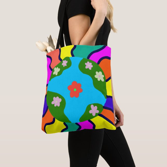 Bolsa Tote Earth Retro Vibes Art (Close Up)