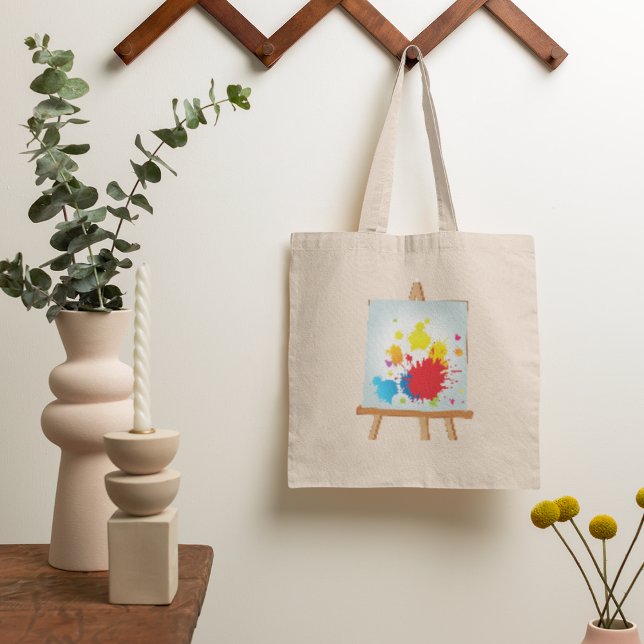 Bolsa Tote Easel Art with Paint Splatters Toag (Criador carregado)