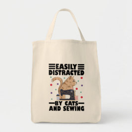 Bolsa Tote Easily Distracted By Cats And Sewing cat lover