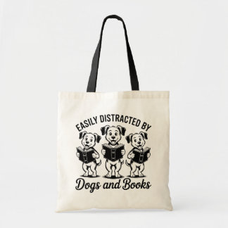 Bolsa Tote Easily Distracted by Dogs and Books
