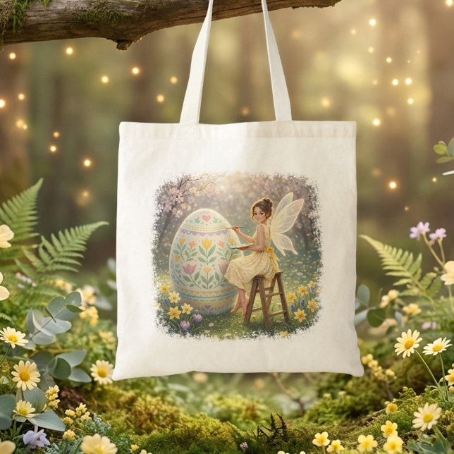 Bolsa Tote Easter Fairy Painting Egg Spring (Criador carregado)