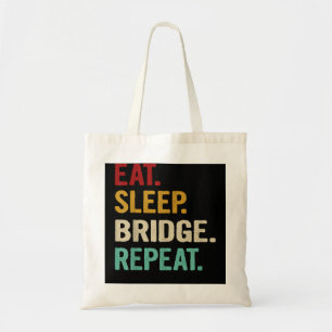 Bolsa Tote Eat Sleep Bridge Repetir Placa Jogador de Ponte Fu
