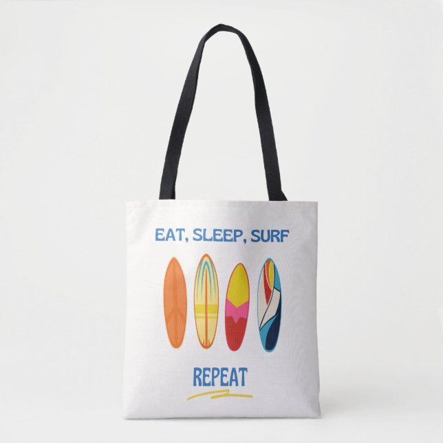 Bolsa Tote Eat, Sleep, Surf, Repeat - Beach Life (Frente)
