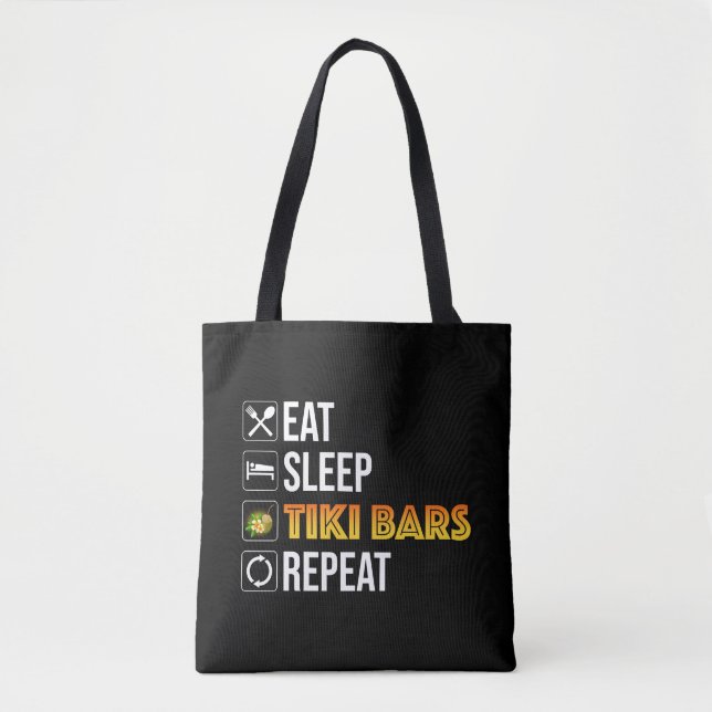 Bolsa Tote Eat. Sleep. Tiki Bars. Repeat (Frente)
