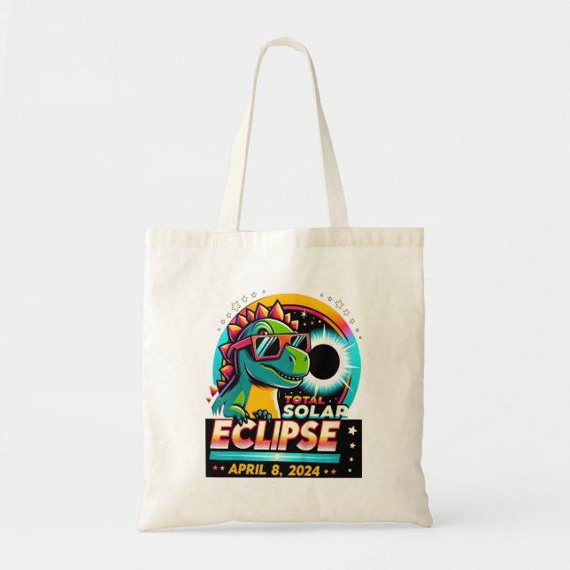 Bolsa Tote Eclipse Solar Total 2024 T-Rex Vestindo Vidro Sola (Frente)
