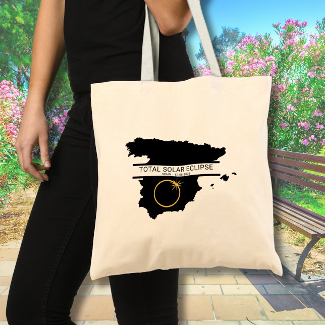 Bolsa Tote Eclipse Total do Sol Agosto 2026 – Espanha Persona (Edit text via template, if you wish.  Matching items available)