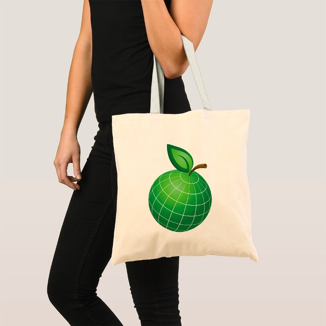 Bolsa Tote Eco Globe Fruta Terra Esfera Folha Verde (Criador carregado)