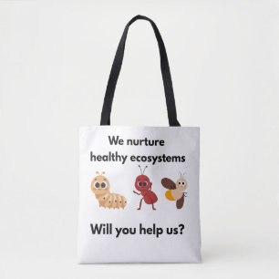 Bolsa Tote Eco Nutrir Nosso Mundo Branco com alças pretas