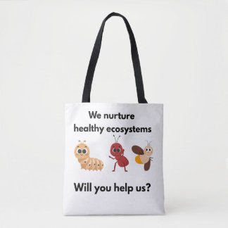 Bolsa Tote Eco Nutrir Nosso Mundo Branco com alças pretas