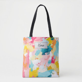 Bolsa Tote Ecobag com Traços de Pincel de Pastel Coloridos |