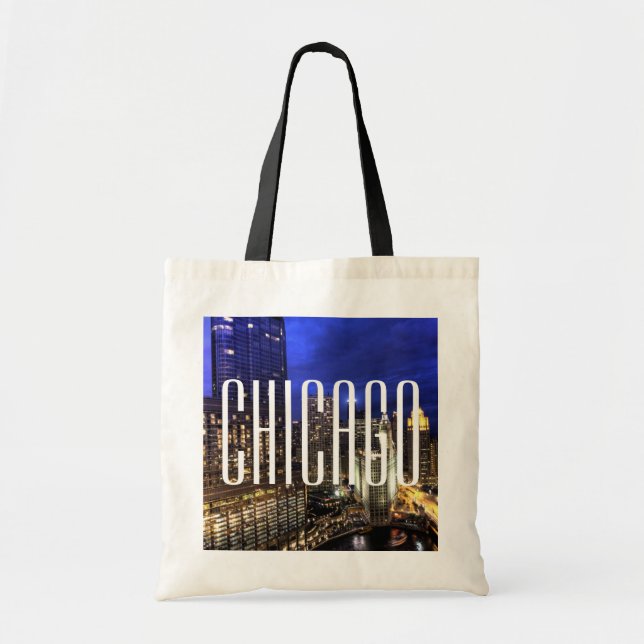 Bolsa Tote Econômica com Silhueta de Chicago (Frente)