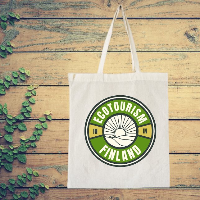 Bolsa Tote Ecoturismo na Finlândia Logotipo de Viagem verde l (Criador carregado)