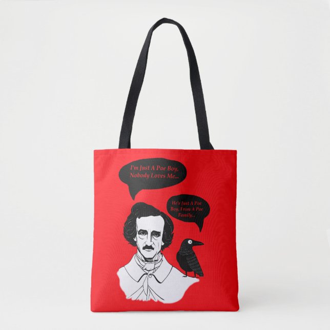 Bolsa Tote Edgar Allan Poe Boy e Raven (Frente)