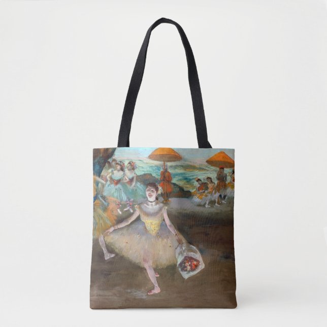 Bolsa Tote Edgar Degas - Dançarino com Buquê, Banho com Palco (Frente)