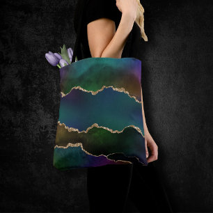 Bolsa Tote Edgy Agate Teal de Toneladas de Joias Moody Escu